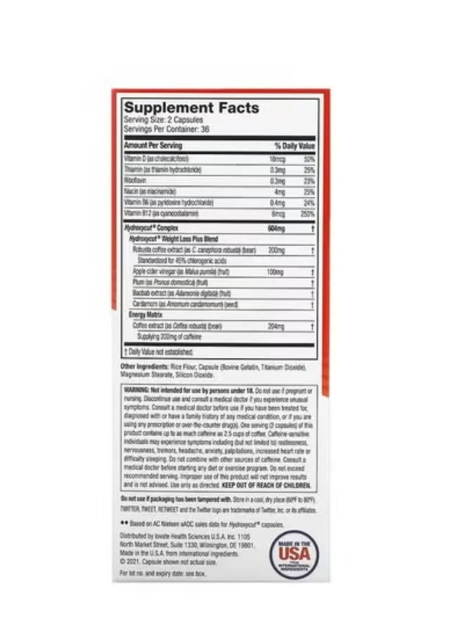 Hydroxycut Weight loss dietary supplement - 72 capsules - Image 2